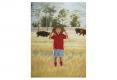 Andrew with cattle at Avenal. Oil on linen.