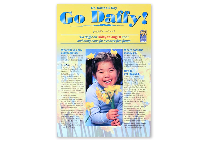 Daffodil Day schools recruitment flyer.