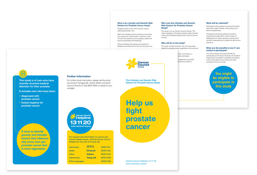 Prostate cancer study recruitment brochure.