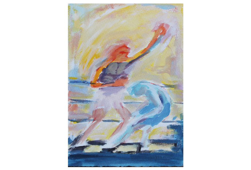 The knockout. Guache on paper.