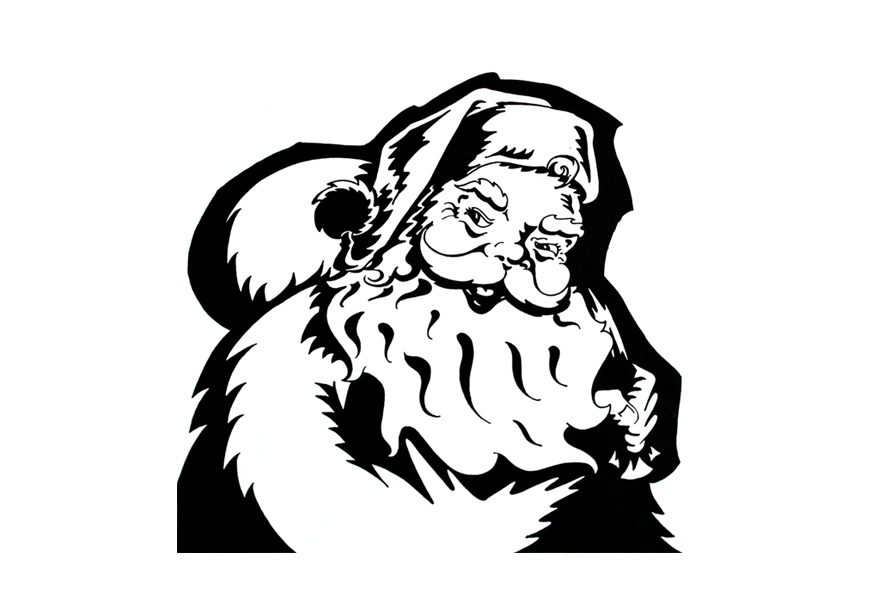 Santa Clause for Christmas mints packaging. Pen & ink on paper.